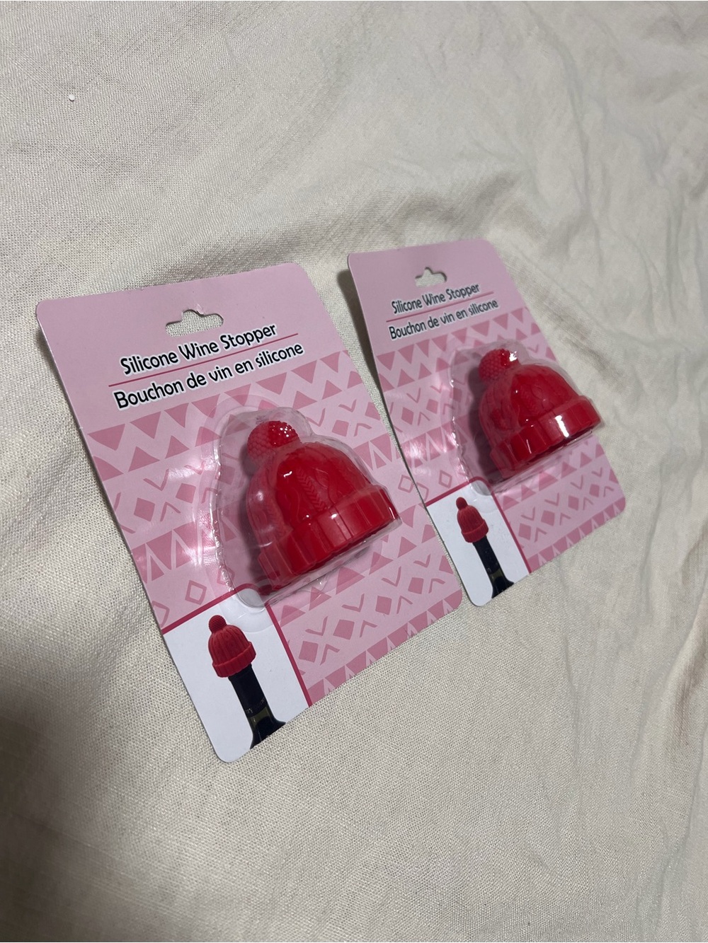 Cozy Beanie Silicone Wine Stopper - Red Bundle
